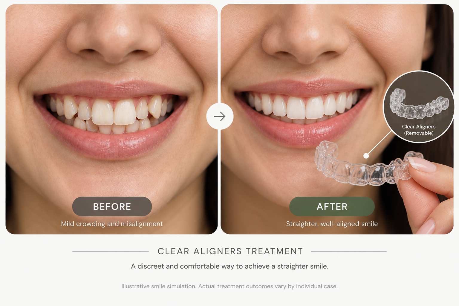 Illustrative clear aligner smile transformation