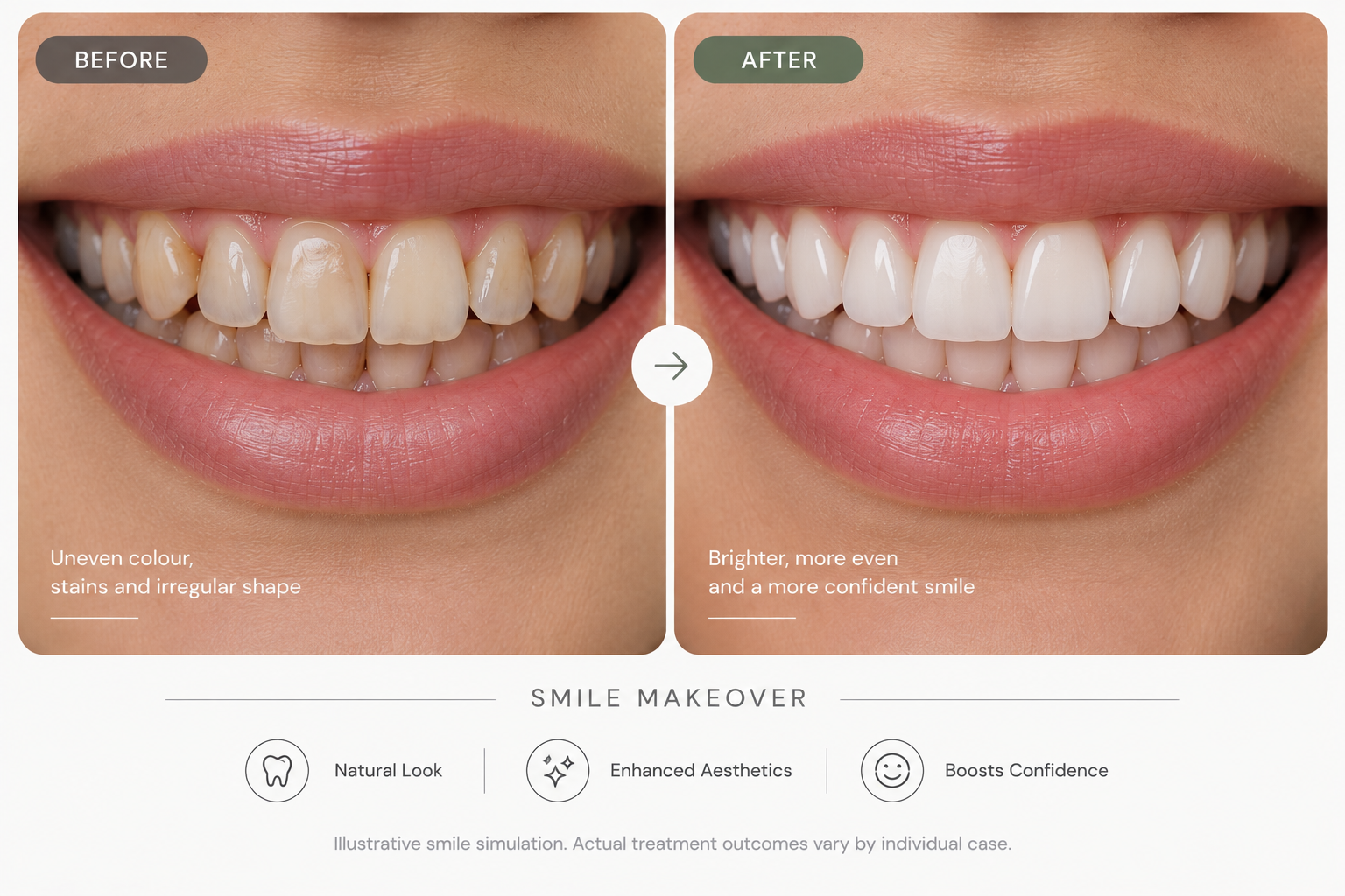 Illustrative smile makeover transformation